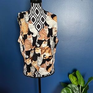 Vintage Cat Vest Size L by Made in Heaven